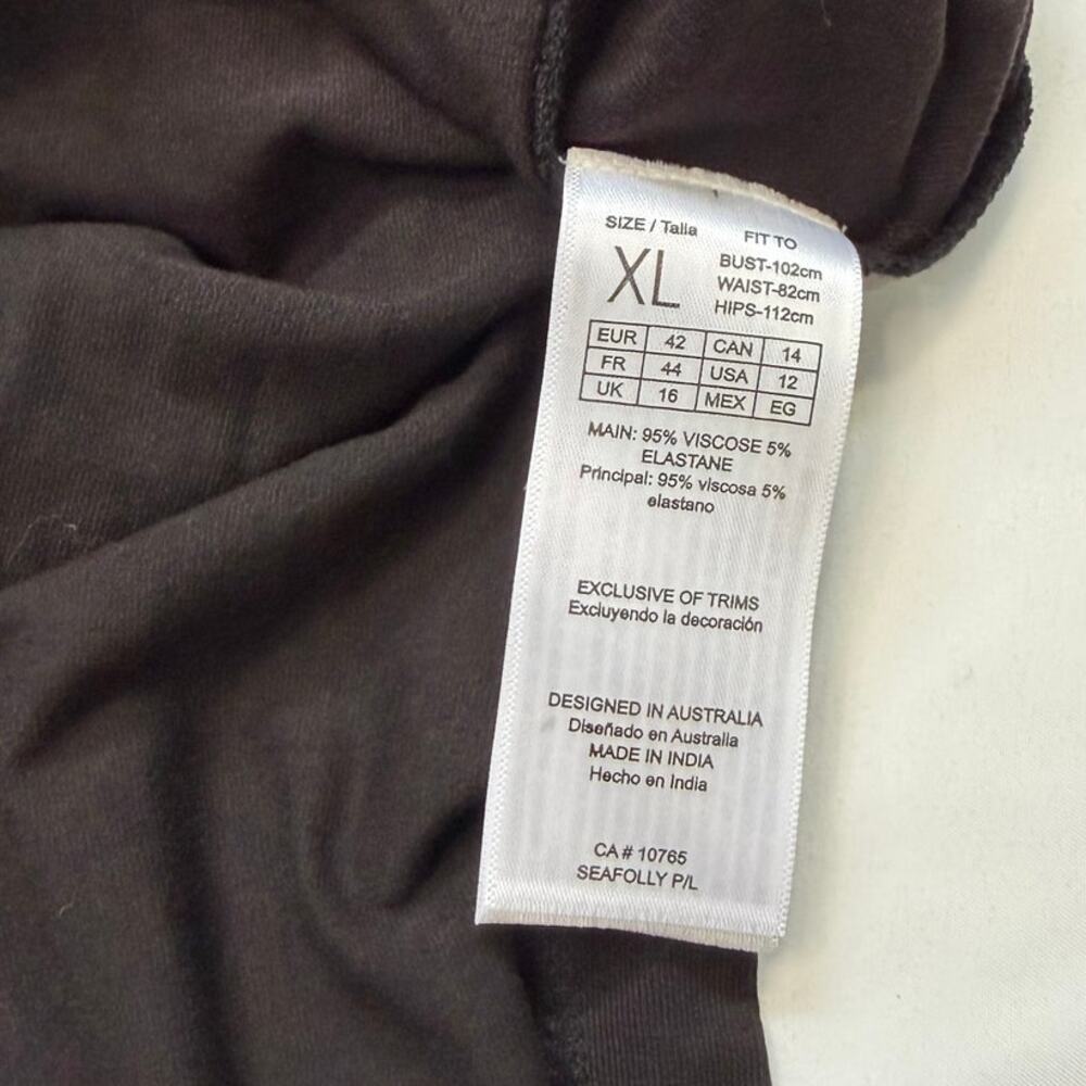 Seafolly One Shoulder Jersey Midi Dress Black Ribbed Minimalist Size XL NWT - Picture 12 of 13